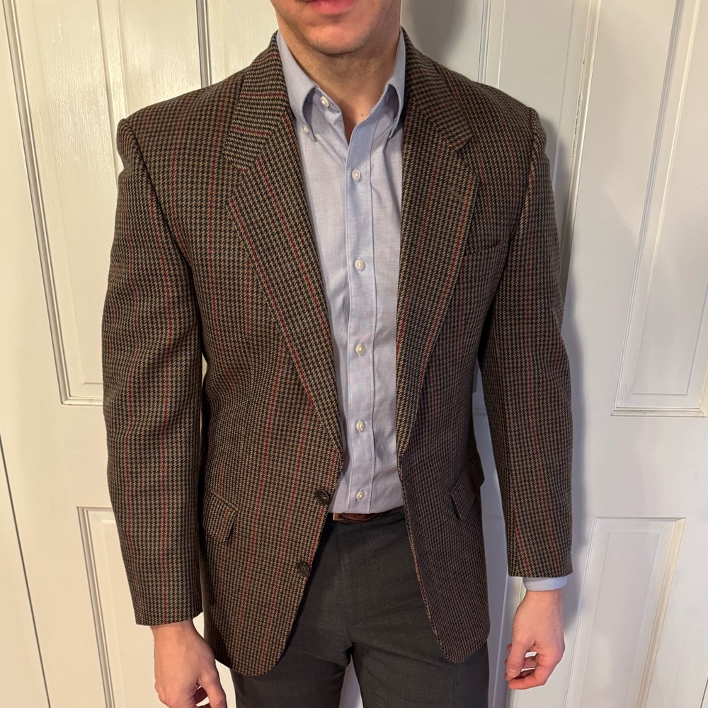 Houndstooth Brown Wool Blazer